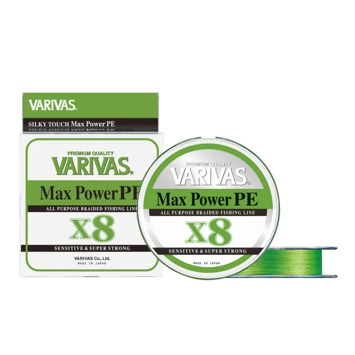 Tresse Varivas Max Power PE X8 Lime Green, bobine et emballage