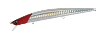 Leurre DUO Tide Minnow Slim 140 Flyer coloris AHA0639 Red Head W White (tête rouge, flancs blancs holographiques), visuel officiel DUO